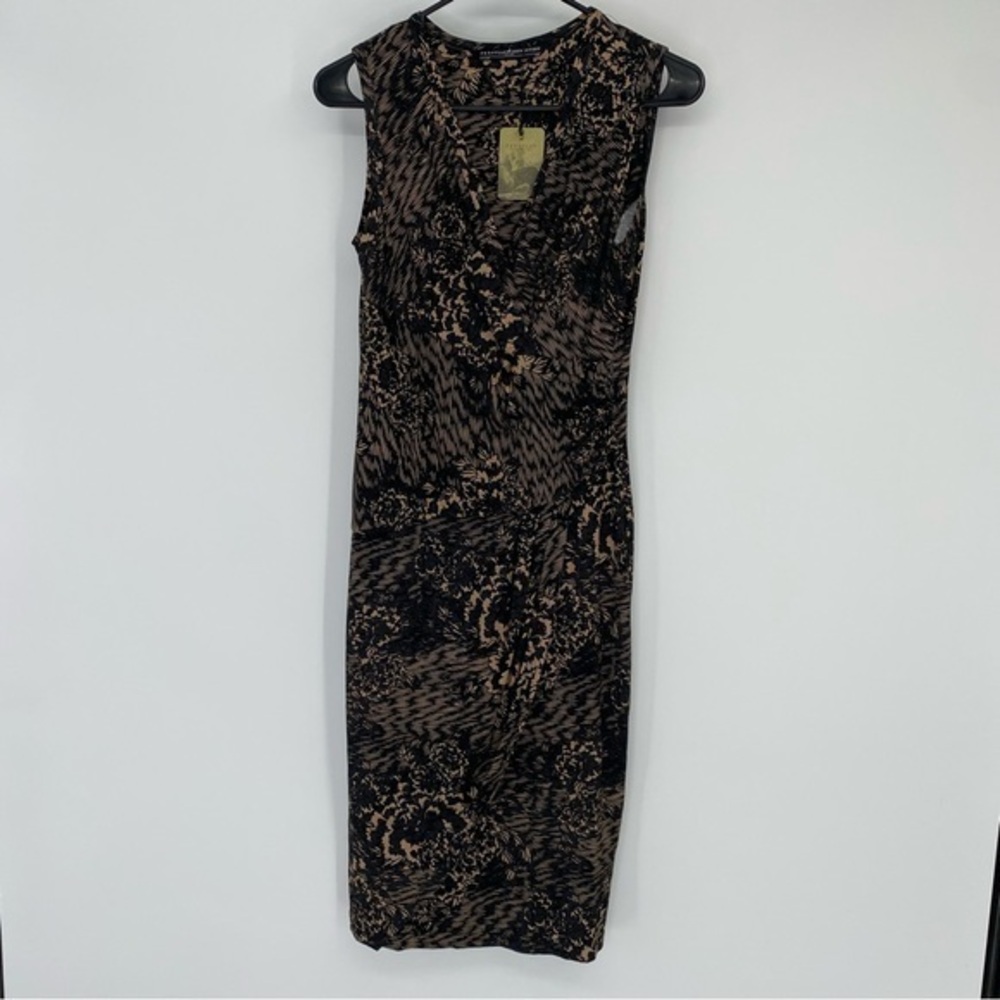 NWT Peruvian Connection Kerama Dress Black & Tan Size XS